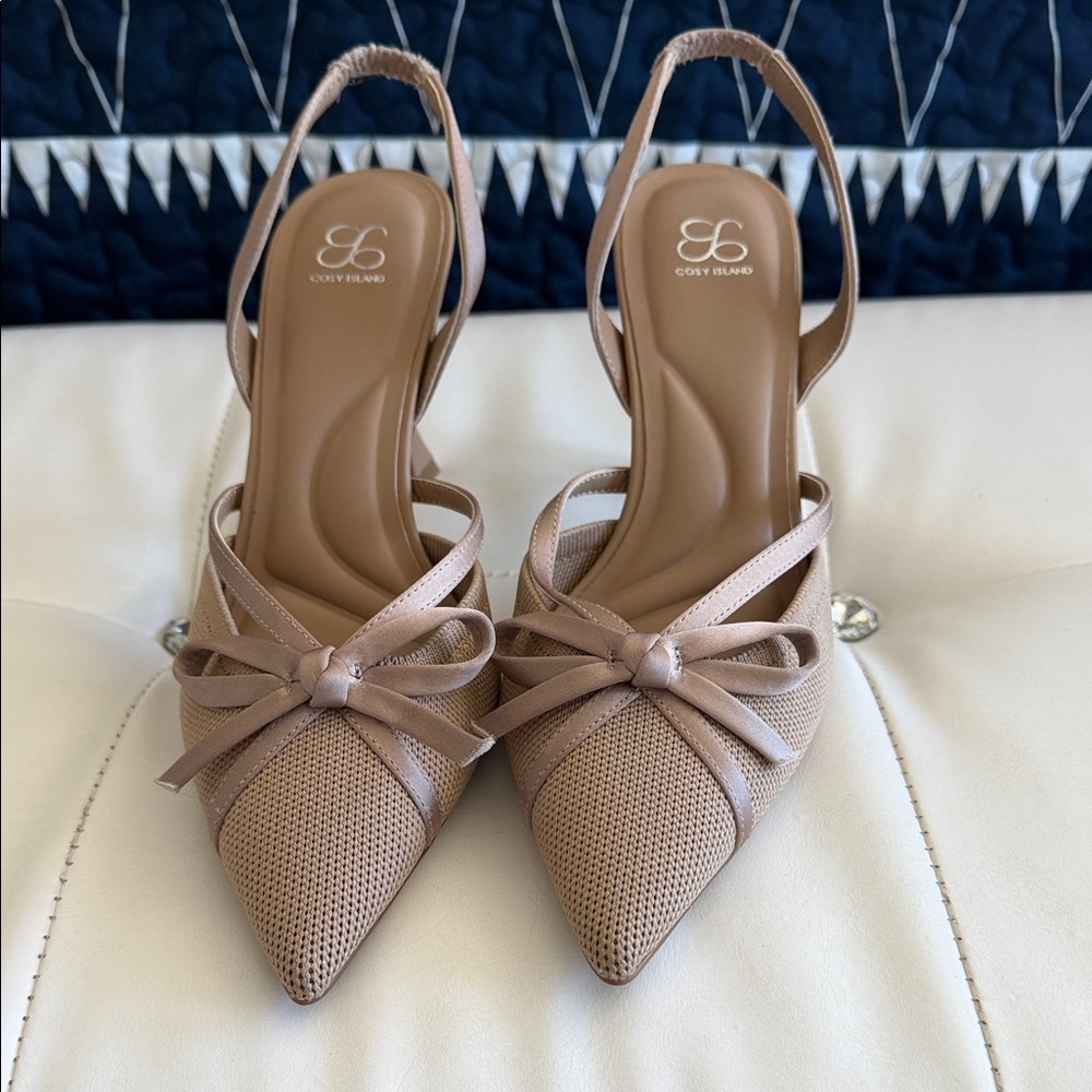 Women's Beige Slingback Heels
